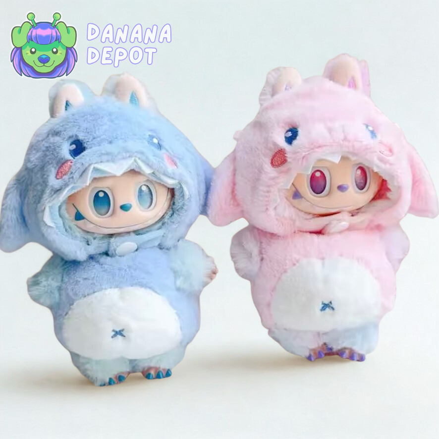 Labubu Shark Outfit – Blue & Pink Fluffy Costume for Collectible Figures