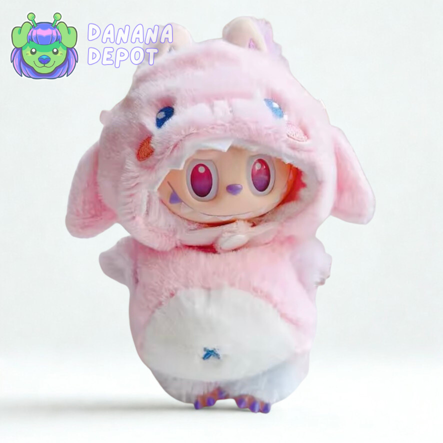 Labubu Shark Outfit – Blue & Pink Fluffy Costume for Collectible Figures